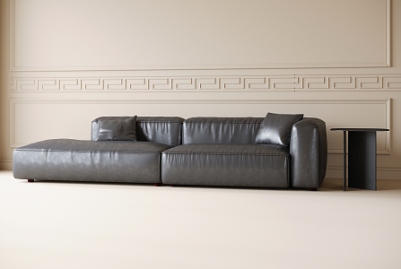 Modern leather sofa side table 3d model