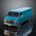 Blue Classic Van Side View With Shiny Exterior And Reflective Surface 3d model