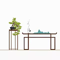 New Chinese-style End View Table Entrance Cabinet 3d model
