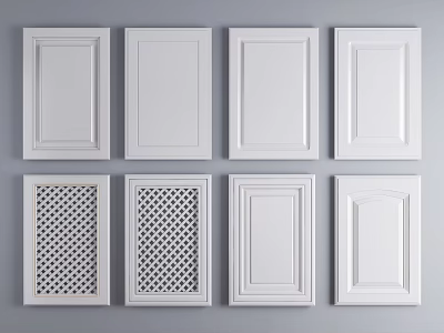White Cabinet Door Panel Designs With Various Patterns And Styles For Kitchen Furniture 3d model