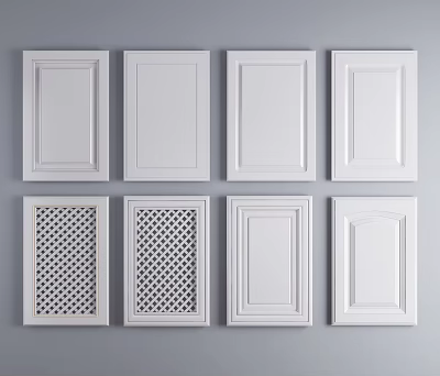 White Cabinet Door Panel Designs With Various Patterns And Styles For Kitchen Furniture 3d model