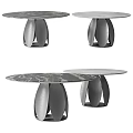 Modern Dining Table With Marble Top And Unique Metal Base Design 3d model