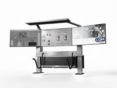 Integrated Projection Monitoring Console With Multi Control Panels And CCM Screens 3d model
