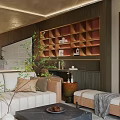 Modern Hotel Room Interior Design With Cozy Sofa Soft Lighting Green Plants And Plush Carpet
