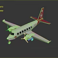 Small Silver Airplane With Red Tail Propellers Landing Gear Windows And Logo
