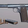 Classic Pistol With Bullets And Magazine 3d model