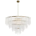 Elegant Modern Glass Chandelier With Layered Fringed Design For Interior Decor