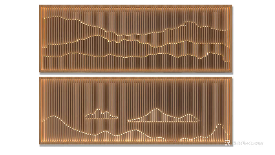 Modern Artistic Bed Accent Wall With 3D Mountain Line Patterns 3d model 