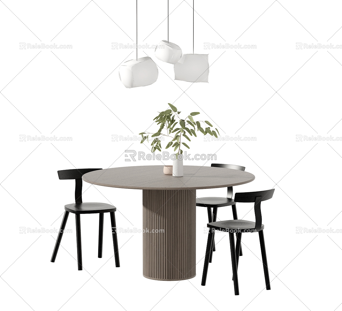 Quiet wind minimalist dining tables and chairs 3d model