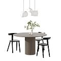 Quiet wind minimalist dining tables and chairs 3d model