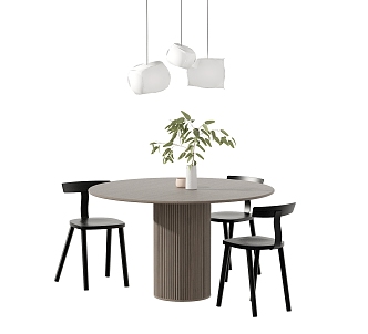 Quiet wind minimalist dining tables and chairs 3d model