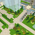Residential Landscape Design With Lush Greenery Trees And Geometric Pathways
