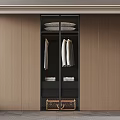 Modern Wardrobe Interior Design With Natural Wood Finish Hanging Shirts Folded Clothes And Storage Basket
