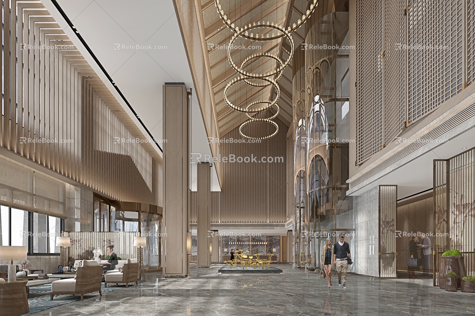 New Chinese Hall Hotel Lobby 3d model