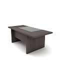 Modern Wooden Office Desk With Glass Top Panel And Simple Design