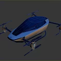 Futuristic Space Aerial Vehicle With Blue Exterior Multiple Propellers And Advanced Design