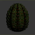 Biological Inspired Pinecone Sculpture With Iridescent Scales And Metallic Green Finish