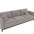 Modern Light Beige Two Seater Sofa With Soft Cushions And Dark Wooden Legs