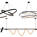 Modern Hanging Pendant Lights With Circular Ring And Wavy LED Light Designs 3d model