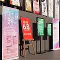 Various Advertising Billboards With Promotional Content Diverse Designs And Display Stands