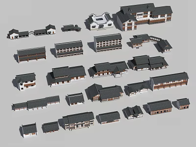 Ancient Architecture Models Featuring Traditional Roof Structures And Classical Designs 3d model