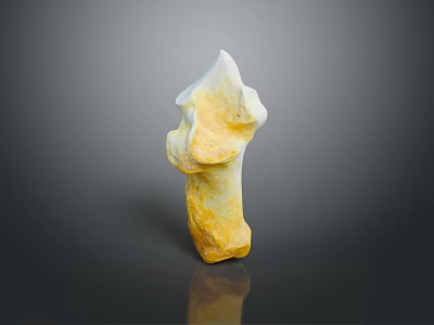 Handmade Wood And Stone Decorative Sculpture With Smooth Yellow White Natural Texture Design 3d model