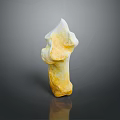 Handmade Wood And Stone Decorative Sculpture With Smooth Yellow White Natural Texture Design