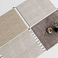 Neutral Toned Square Rugs With Woven Texture And Tassels For Home Decor