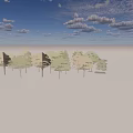Tall Arbor Trees Standing In Open Field Under Blue Sky With Clouds 3d model