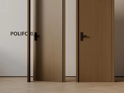 POLIFORM Wooden Hinged Doors Modern Minimalist Design With Black Handles And Interior Setting 3d model