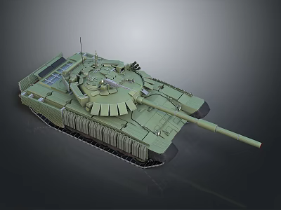 Military Tank With Turret Gun Barrel Tracks And Camouflage Armor Design 3d model