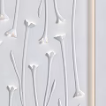White TV Background Wall with Embossed Flower Patterns and Modern Design
