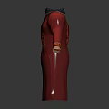 Red Robe With Gold Trim And Black Lining Front Back View