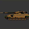 Military Camouflage Tank with Orange Green Black Pattern Turret And Tracks On Dark Background