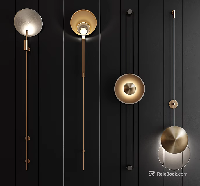 Modern Brass Wall Lamps With Stylish Design For Dark Wall Decorative Lighting 3d model