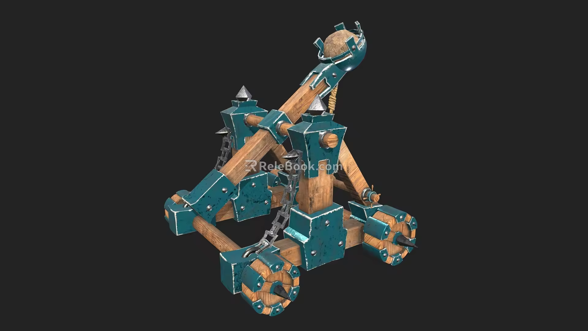 Catapult Stylized Catapult Shell Bomb Cannon 3d model