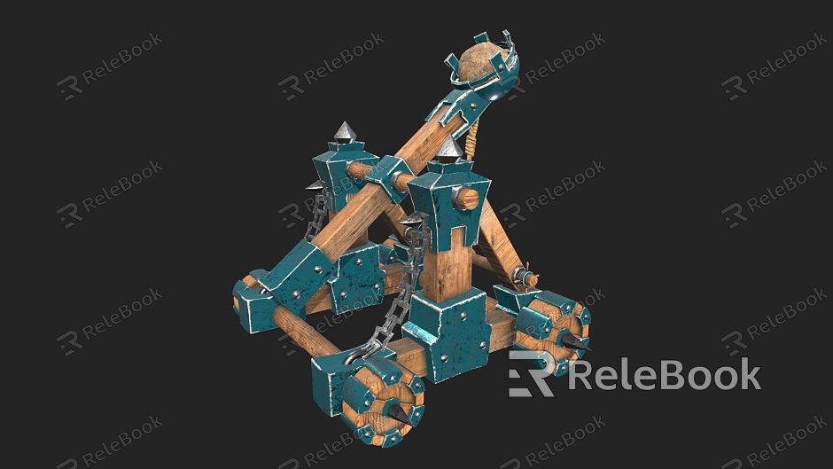 Catapult Stylized Catapult Shell Bomb Cannon model