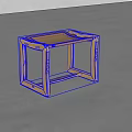 Modern Wooden Stool Design With Woven Seat And Geometric Frame Structure 3d model
