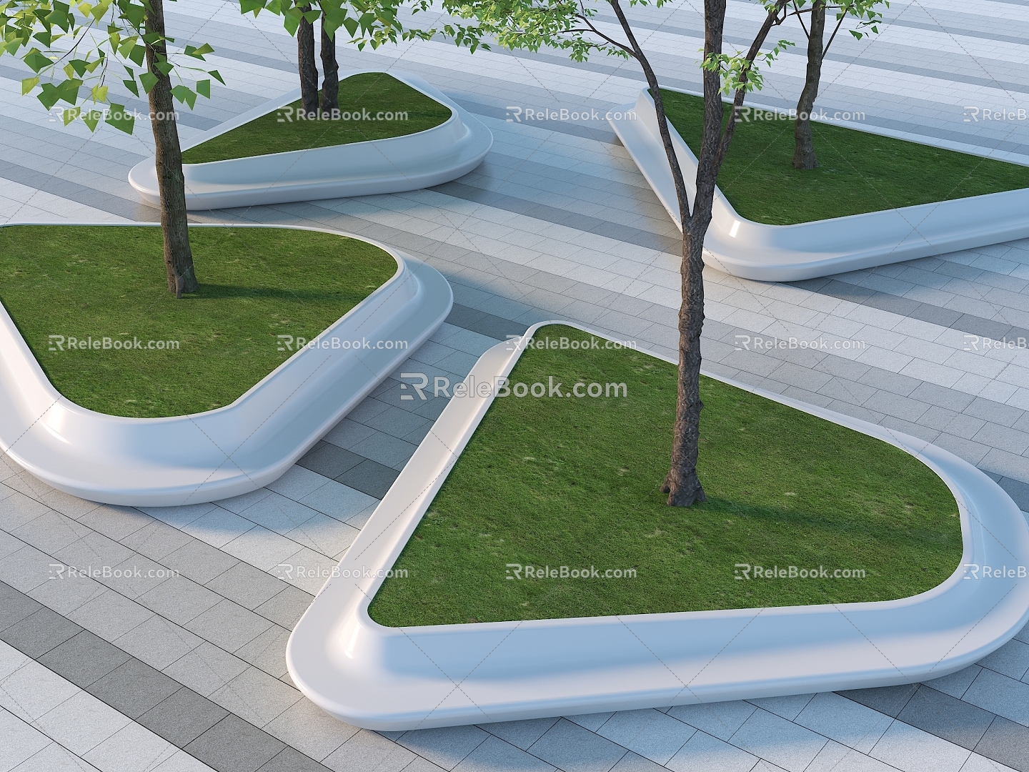 Modern Tree Pond Landscape Tree Pond Landscape Bench Tree Pond Bench Special-shaped Tree Pond Planting Pool Arc-shaped Tree Pond Bench 3d model