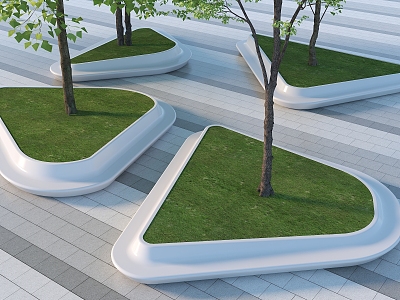 Modern Tree Pond Landscape Tree Pond Landscape Bench Tree Pond Bench Special-shaped Tree Pond Planting Pool Arc-shaped Tree Pond Bench 3d model