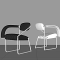 Two Modern Black And White Accent Chairs With Metal Frame Design
