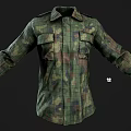 Camouflage Military Style Long Sleeve Shirt With Front Pockets And Collared Design