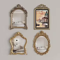 Ornate Gold Framed Wall Mirrors Reflecting Bedroom And Living Space Interiors