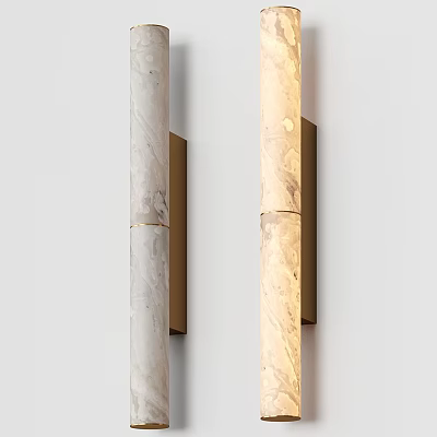 Modern Cylindrical Wall Lamps With Marble Texture And Metal Base Mounted On Wall 3d model