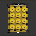 Yellow Cylindrical Containers On Yellow Pallet With Black Handle And Support Feet
