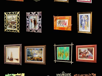 Various Framed Artworks With Different Styles For Home Wall Decoration 3d model