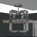 Modern Geometric Chandelier With Clear Glass Panels And Metal Frame Design