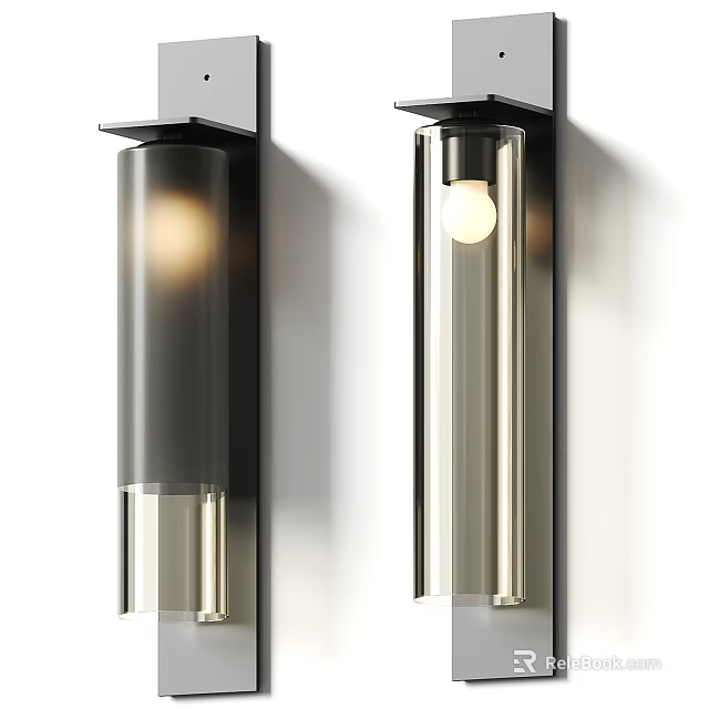 Modern Wall Lamps with Metal Frame Glass Shade and Warm White Illumination 3d model 