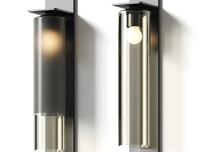 Modern Wall Lamps with Metal Frame Glass Shade and Warm White Illumination 3d model