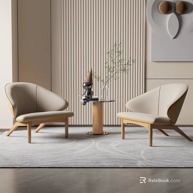 Modern Minimalist Casual Sofa Set With Side Table 3d model